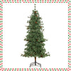 6 feet artificial Christmas tree with warm white LED lights and pine cones, featuring a hinged design for easy setup.