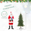 6-foot pre-lit artificial Christmas tree with warm white LED lights, pine cones, and foldable metal stand for easy.