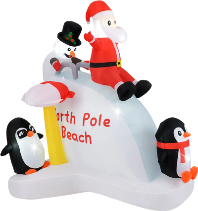 Costway 6' Christmas Inflatable Santa Penguins Yard Decoration 23875169 New