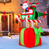Santa Claus piloting a helicopter on a large red gift, featuring 3 LED lights for festive outdoor decoration.