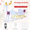 Lighted reindeer and Santa's sleigh decoration with 215 LED lights, perfect for outdoor Christmas displays.