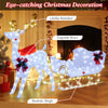 Lighted 6-foot Christmas reindeer and sleigh decoration with 215 LED lights, ideal for outdoor festive displays.