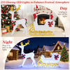 Glowing 6-foot reindeer pulling a sleigh with festive bows, adorned with 215 LED lights for bright Christmas cheer.