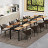 Elegant dining setup featuring a 71" table with a natural wood top, perfect for gatherings in kitchens or dining rooms.