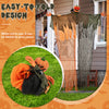 6 feet hanging pumpkin ghost with red glowing eyes, poseable arms, and flowing robe for spooky indoor or outdoor decor.
