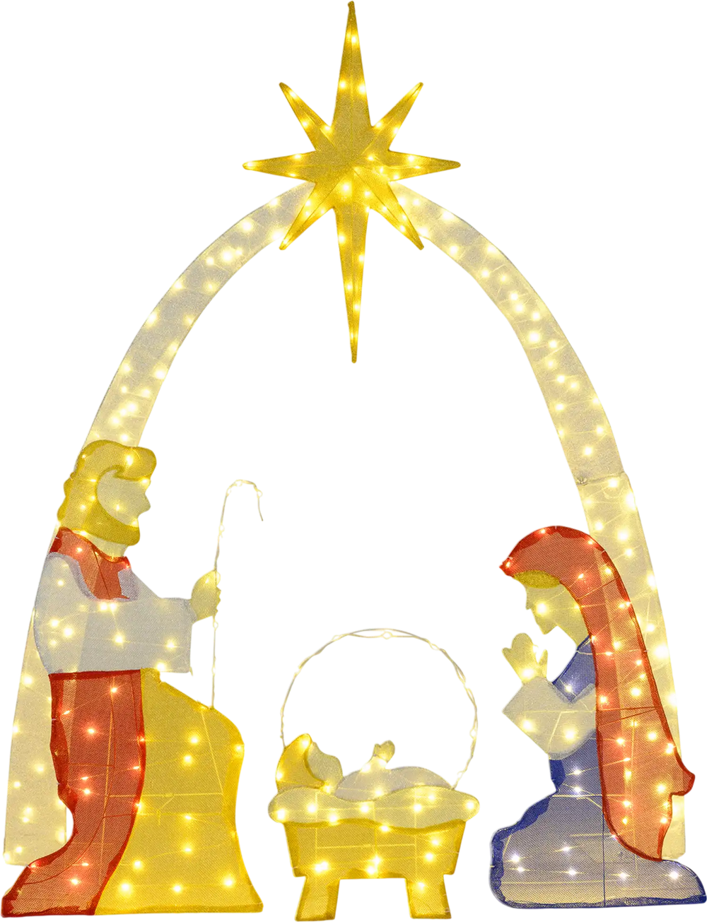 6 Feet Lighted Nativity Scene Yard Decoratio with 240 Warm White LED Lights