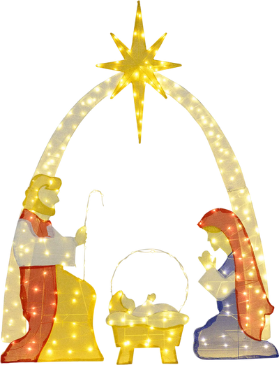 Costway 6' Lighted Nativity Scene Yard Decor 240 Warm White LED 95280223 New