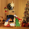Lighted 6-foot nativity scene featuring Mary, Joseph, and Jesus with 240 LED lights, ideal for Christmas decoration.