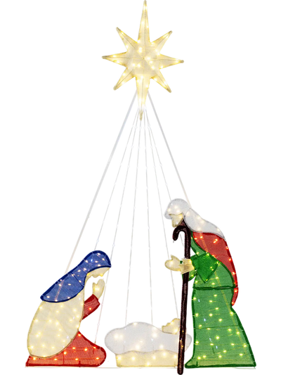 Costway 6' Lighted Nativity Scene 240 LED Christmas Decor 75364192 New