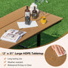 Large HDPE tabletop of the 6 Feet Outdoor Picnic Table Bench Set, waterproof and easy to clean, perfect for outdoor.
