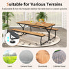 6 feet outdoor picnic table bench set in brown with adjustable footpads, suitable for uneven terrains, for 6-8 people.
