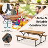 6 feet outdoor picnic table bench set in brown, featuring a sturdy metal frame, for 6-8 people, ideal for outdoor.