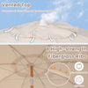 Vented top of the 6 feet patio umbrella with 8 fiberglass ribs, promoting air circulation and reducing wind pressure.