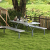 6 Feet Picnic Table Bench Set with HDPE Tabletop for 8 Person-Gray - Gallery View 1 of 11