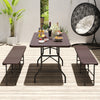 6 Feet Folding Table with Wood Grain HDPE Tabletop and Safe Lock Mechanism-Brown - Gallery View 1 of 10