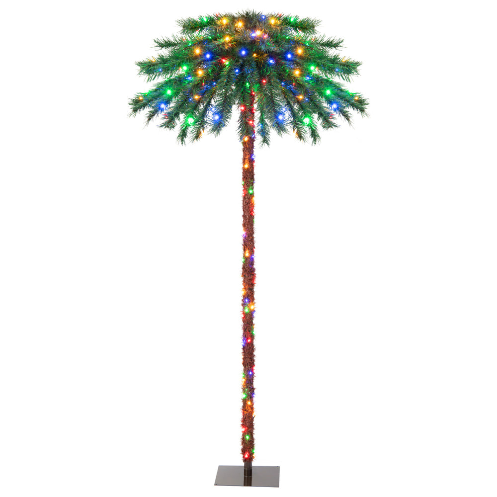 6-foot artificial tropical Christmas palm tree with 210 multi-color lights, ideal for adding a festive flair to any room.