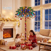 Tropical 6-foot pre-lit Christmas palm tree with 210 multi-color lights, perfect for small spaces and festive decor.