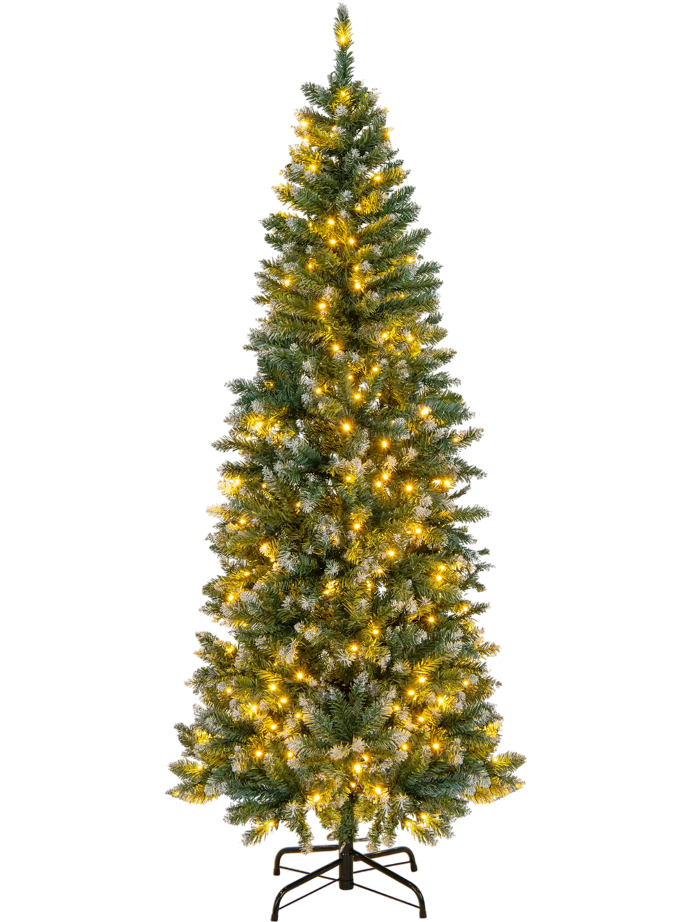 6 Feet Pre-Lit Artificial Christmas Tree with  618 Snowy Branch Tips