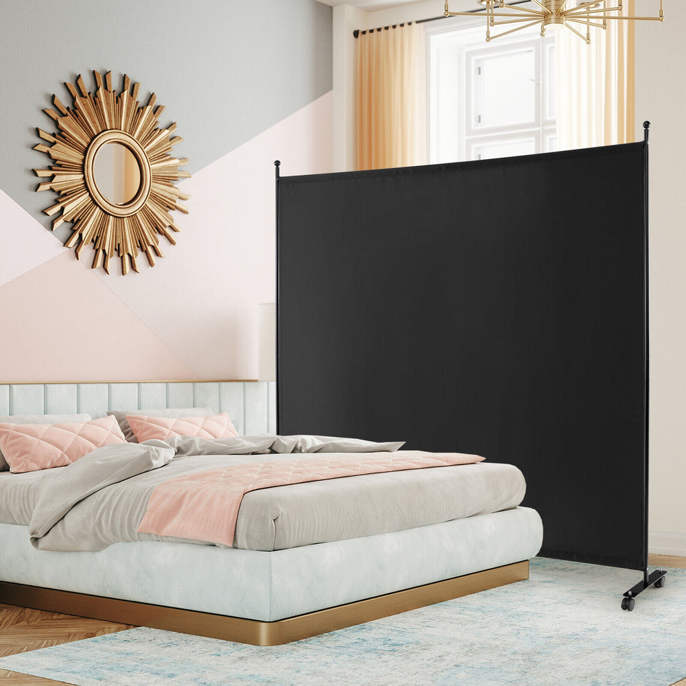 6 Feet Single Panel Rolling Room Divider with Smooth Wheels - Gallery View 1 of 10
