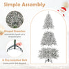 6 feet snow-flocked artificial Christmas tree with hinged branches, pre-lit with 81 sphere lights for festive.