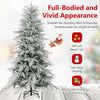 Snow-flocked 6 feet artificial Christmas tree with 594 branch tips and warm white LED lights for festive decor.
