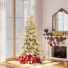 6 Feet Snow-flocked Artificial Christmas Tree Pre-lit Hinged Xmas Tree with Warm White LED Lights - Gallery View 1 of 10