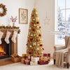 Golden 6-foot slim pencil Christmas tree featuring 520 branch tips and a sleek design, ideal for festive spaces and decor.
