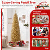 Slim 6 feet yellow tinsel pencil Christmas tree with 520 branch tips, perfect for narrow spaces in homes or offices.