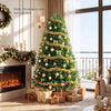 6 feet unlit artificial Christmas tree with 1250 branch tips, featuring a solid iron base for stability and easy storage.