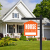 Black 6 feet vinyl UPVC real estate sign post with "House for Sale" sign, ideal for open house displays.