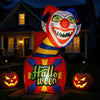 6 ft Halloween inflatable clown with LED lights, showcasing a vivid design, perfect for festive porch displays and.