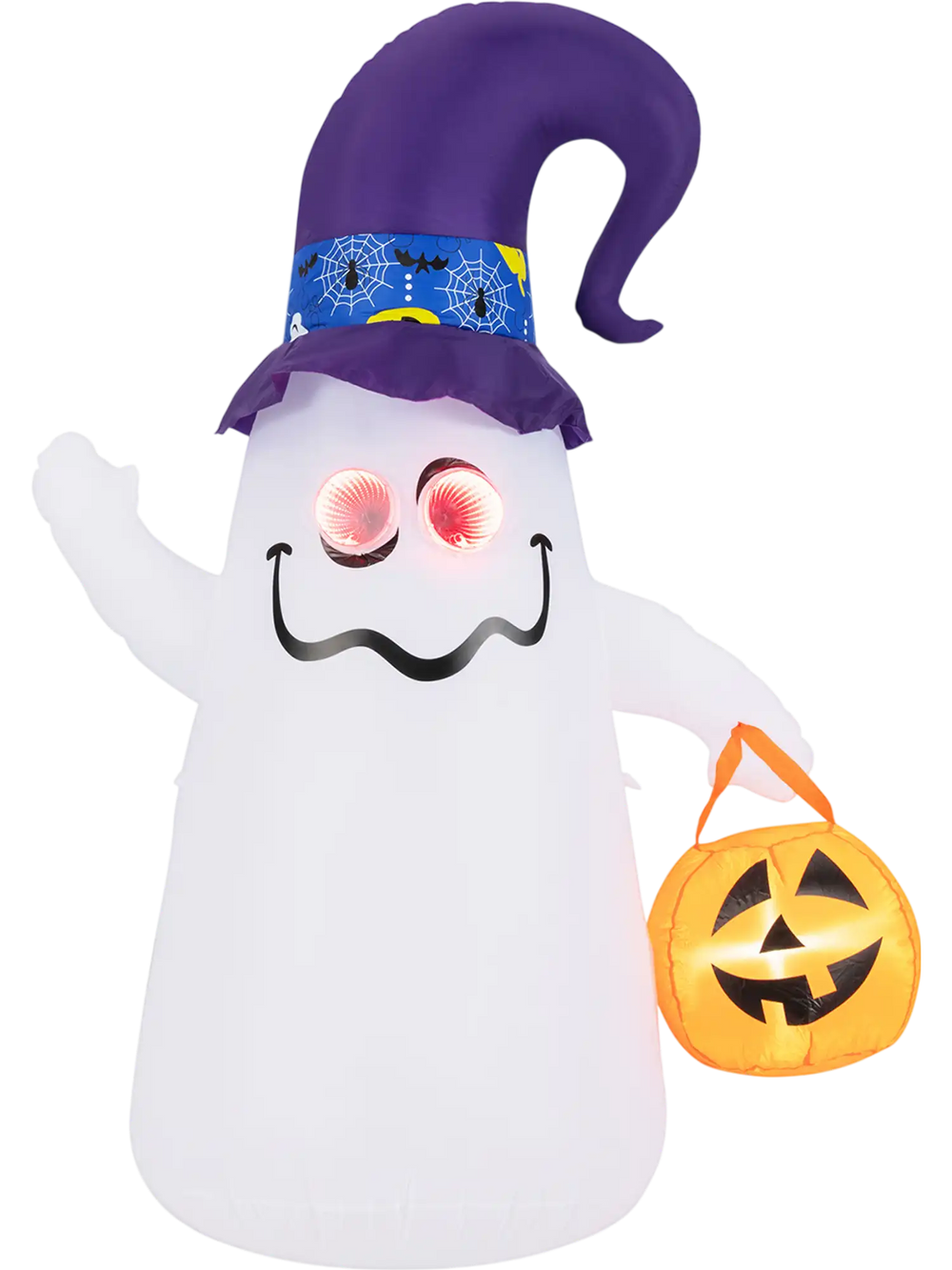6 Ft Halloween Inflatables Cute Ghost with Dimming Infinity Mirror Light