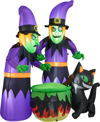 Costway 6' Inflatable Halloween Witches Cauldron Black Cat 15232200 New