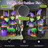 6 ft inflatable Halloween witches with cauldron and black cat, made of water-resistant polyester for outdoor use.