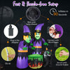 6 Ft inflatable Halloween witches with cauldron and black cat, lights up with LEDs, perfect for outdoor spooky displays.