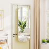 Frameless HD mirror jewelry cabinet mounted on a door, featuring 6 LED lights and organized storage for jewelry.