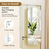 Frameless HD mirror jewelry cabinet with 6 LED lights, door hooks, and adjustable height for organized storage.