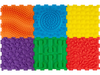 Colorful interlocking sensory mats featuring raised textures for tactile play, ideal for kids and adults' sensory.