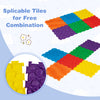 Colorful interlocking sensory mats featuring raised textures, ideal for tactile play and sensory development for kids.
