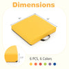 Square yellow floor cushion measuring 16 inches, part of a 6 PCS set, ideal for comfortable seating and easy transport.