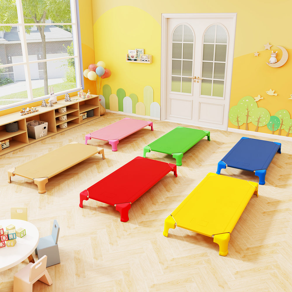 Portable 6 Pack Stackable Daycare Cots Sleeping Bed for Kids 53 Inch-Multicolor - Gallery View 1 of 11