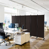 6 Panel 5.7 Feet Tall Rolling Room Divider on Wheels-Walnut - Gallery View 1 of 10