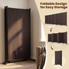 6-panel folding privacy screen room divider in coffee color with wheels, ideal for flexible arrangement and easy storage.