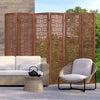 6-panel solid wood room divider with intricate cut-out pattern, perfect for adding rustic elegance to any space.