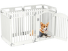 6-panel tall dog playpen in white with a locking door, ideal for small to medium pets, suitable for indoor and outdoor.