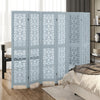 4/6 Panel Wooden Room Divider with Carved Cutout Pattern and Solid Wood Frame-6 Panel - Gallery View 1 of 10