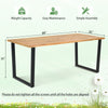 Rectangular 6-person acacia wood outdoor dining table with metal frame, 69" x 32", features 2" umbrella hole for.