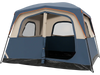 Spacious 6-person camping tent in blue with mesh windows, easy setup, and sturdy fiberglass poles for outdoor adventures.