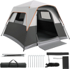 Spacious 6-person outdoor camping tent in grey with blackout feature, easy setup, and rainfly for versatile weather protection.
