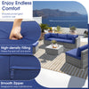Navy 6-piece patio conversation sofa set with soft cushions, tempered glass coffee table, and durable PE rattan for.